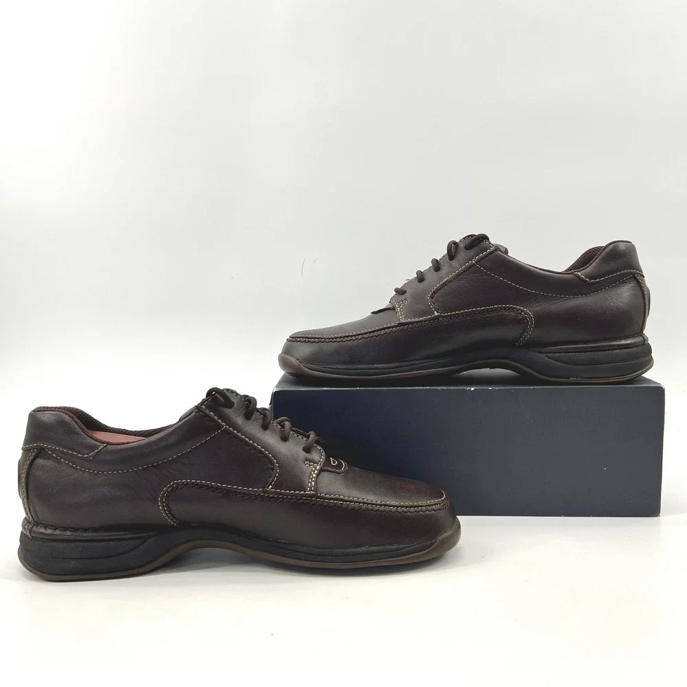 Rockport Oxford Shoes Men 8.5 Brown Eureka Ridgefield Moc Toe Leather +Shoe Tree